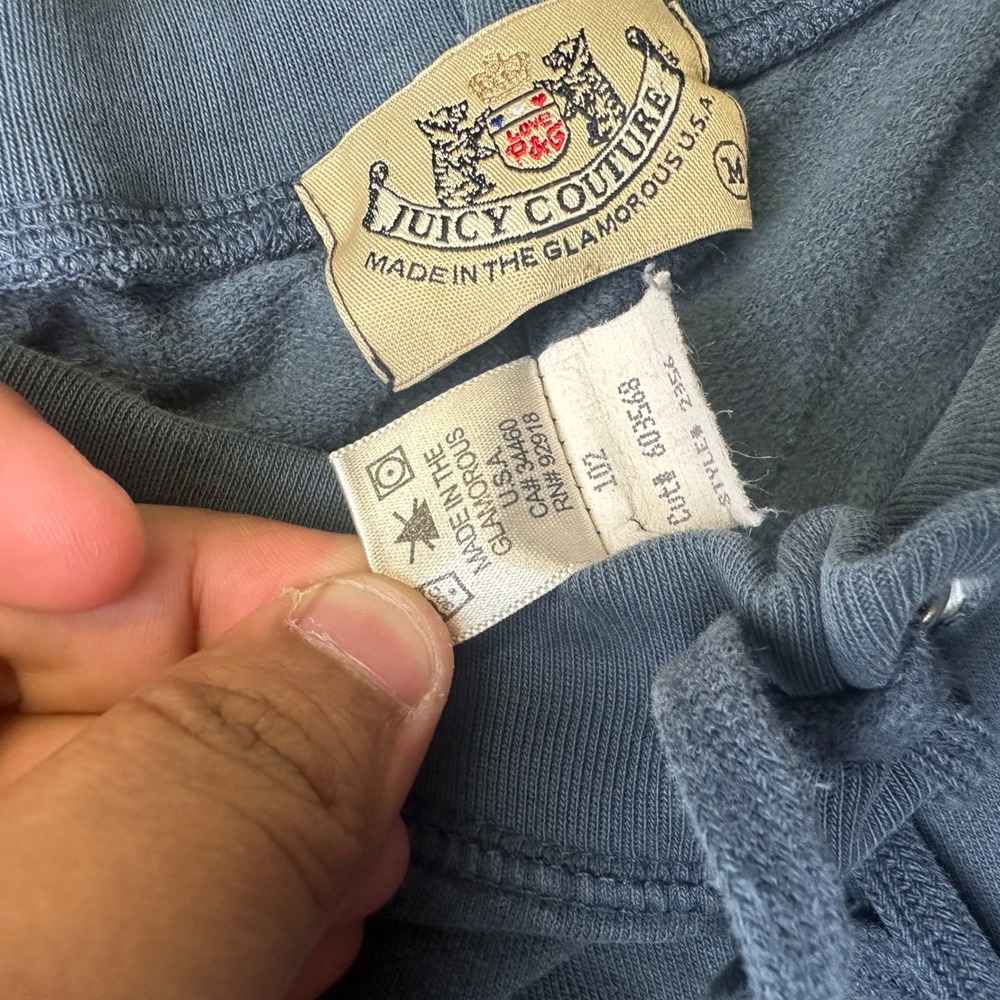 Vintage Juicy Couture Sweatpants Womens Medium Blue Y2K Wide Leg Lounge Pants - Picture 8 of 14